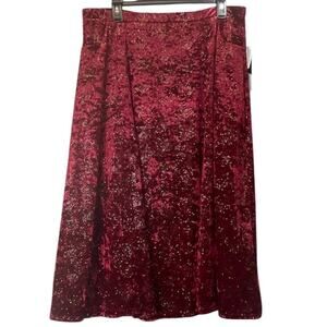 Lularoe Elegant Womens Red/Maroon Velvet Gold Glitter Comfortable Pocket Maxi